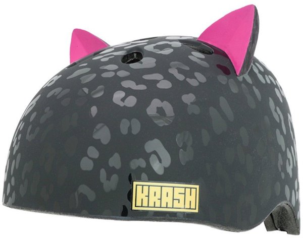 C-PREME Παιδικό Κράνος Krash Leopard Kitty Black, Youth M (54-58 cm), FS 8+