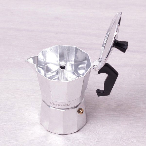 Καφετιέρα Kamille 2502 Αλουμινίου Moka Pot 450ml (9 Φλιτζάνια) - Κατάλληλη για Εστίες (Εκτός Επαγωγικών)