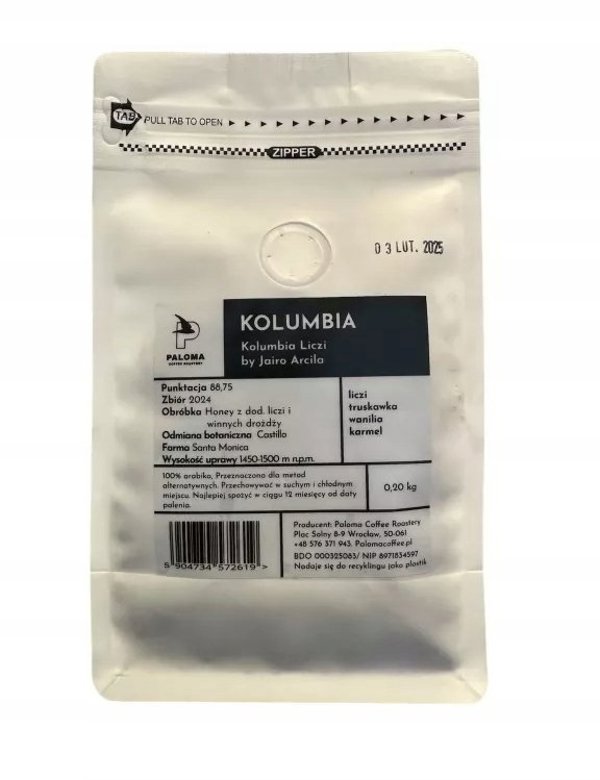 Kawa ziarnista Paloma Kolumbia Liczi Santa Monica 200g