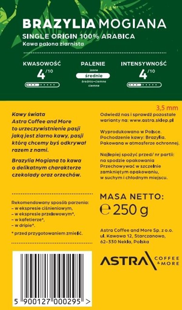 Kawa ASTRA Brazylia, ziarnista, 250g