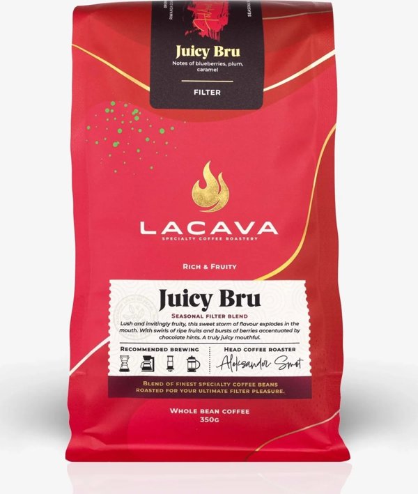 Καφές LaCava Juicy BRU 100% Arabica σε Κόκκους, Φίλτρου, 350γρ