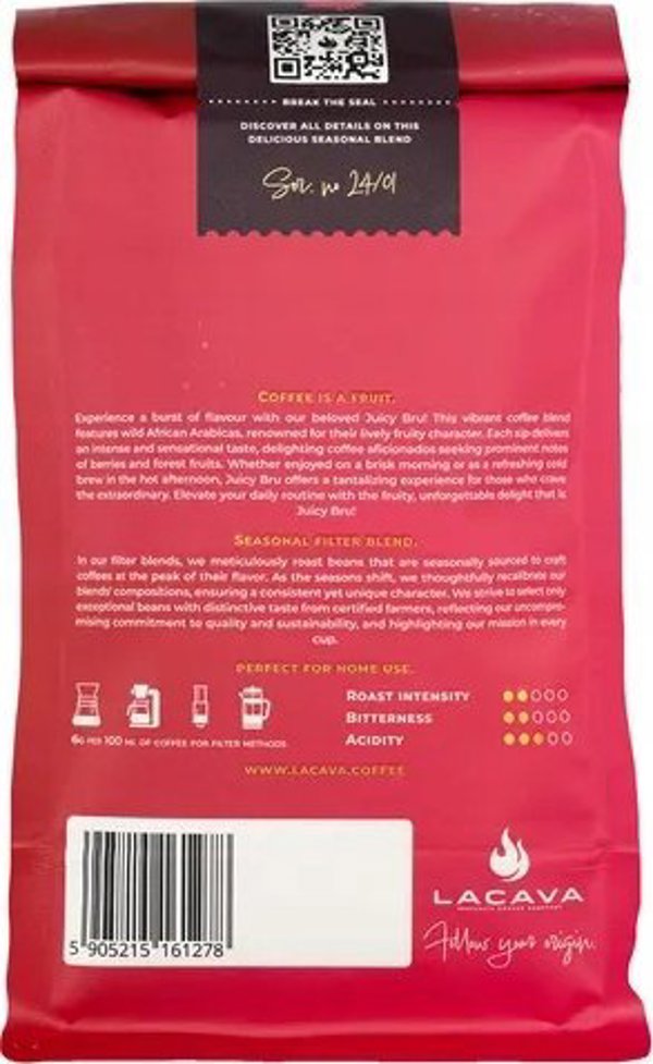 Καφές LaCava Juicy BRU 100% Arabica σε Κόκκους, Φίλτρου, 350γρ