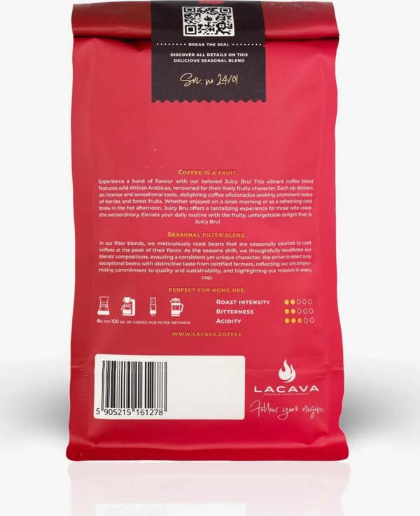 Καφές LaCava Juicy BRU 100% Arabica σε Κόκκους, Φίλτρου, 350γρ