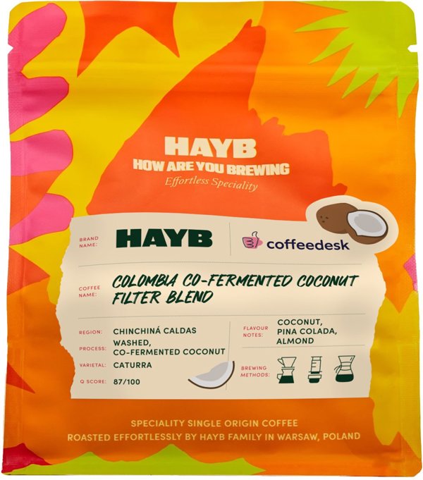 Kawa ziarnista HAYB HAYB - kawa ziarnista Kolumbia Co-Fermented Coconut Blend Filter 250 g