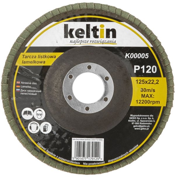 KELTIN Tarcza listkowa lamelkowa 125mm P120 (10/200)