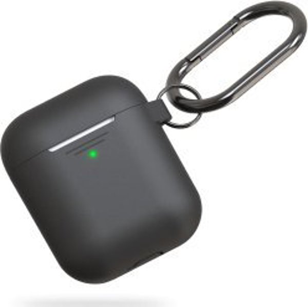 KeyBudz Elevate Keychain Προστατευτική Θήκη Σιλικόνης για Apple AirPods 1/2 - Μαύρο