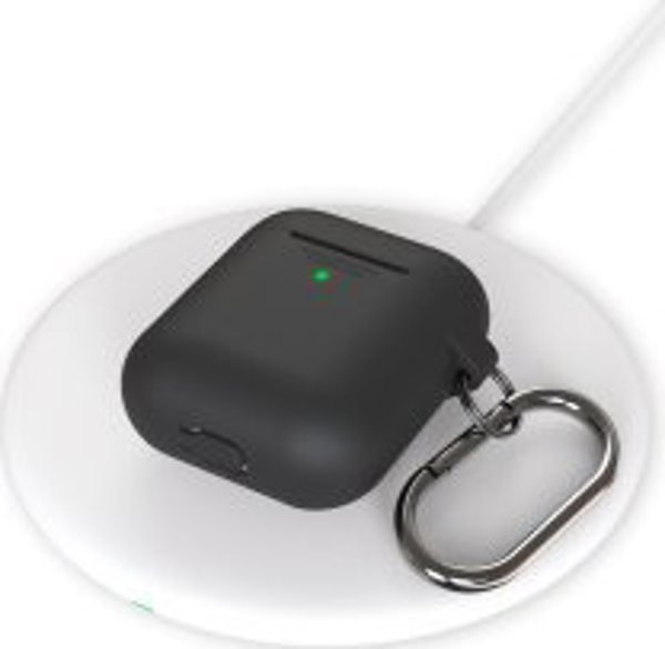 KeyBudz Elevate Keychain Προστατευτική Θήκη Σιλικόνης για Apple AirPods 1/2 - Μαύρο