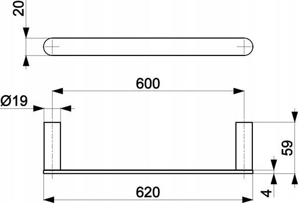 KFA Armatura Κρεμάστρα Μπάνιου 60cm, Μαύρη, 864-027-81