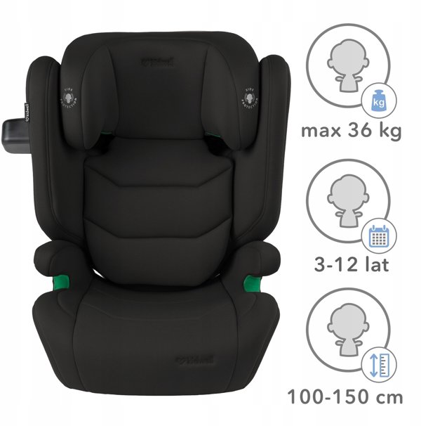 KIDWELL FOTELIK TENDO BLACK 100-150cm ISOFIX