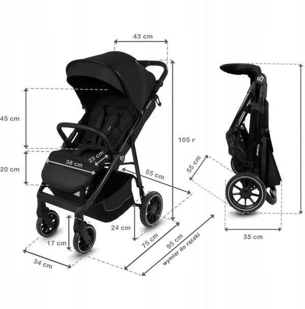 KIDWELL Καρότσι περιπάτου ENZO BLACK 5906601700521