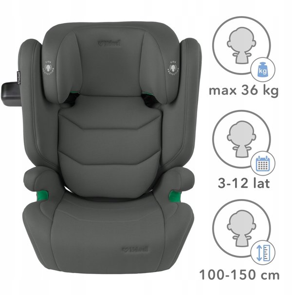 KIDWELL FOTELIK TENDO GRAY 100-150cm ISOFIX