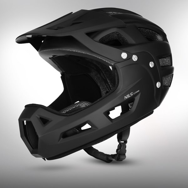 Kiddimoto Κράνος πλήρους προσώπου Nils Extreme MTW101 μαύρο, ελαφρύ, με ρυθμιζόμενη εφαρμογή