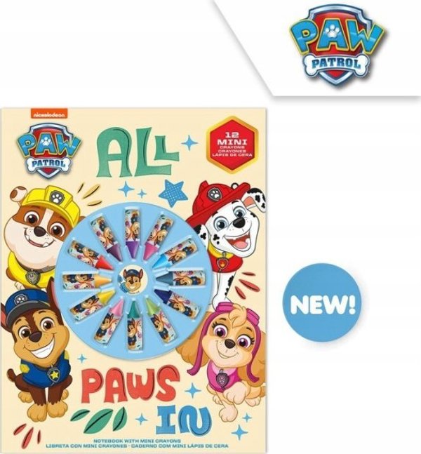 Kids Euroswan Zestaw do kolorowania z 12 mini kredkami Psi Patrol PAW PATROL PW19957