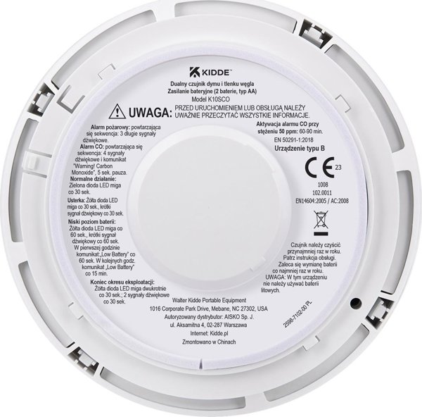 Kidde Ανιχνευτής μονοξειδίου του άνθρακα και καπνού 2 σε 1 (K10SCO)