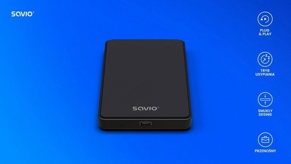 Savio Θήκη για Εξωτερικό Δίσκο HDD/SSD 2.5" USB 2.0 AK-73 - Μαύρη