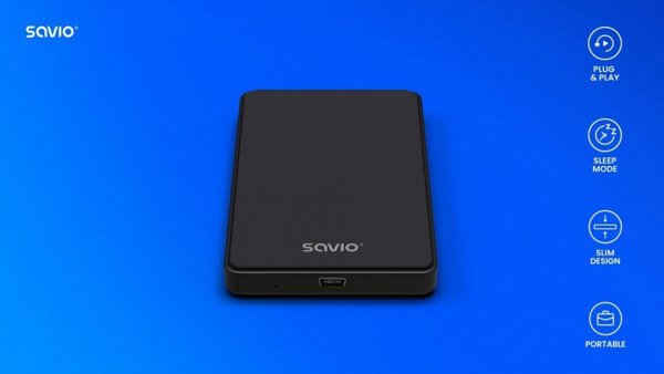 Savio Θήκη για Εξωτερικό Δίσκο HDD/SSD 2.5" USB 2.0 AK-73 - Μαύρη