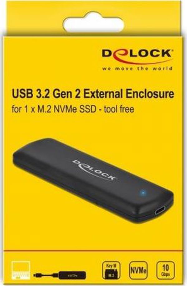 Delock Θήκη M.2 NVMe PCIe SSD σε USB 3.2 Gen 2 Type-C, Μεταλλικό Περίβλημα για Δίσκους 2280/2260/2242/2230 (42615)