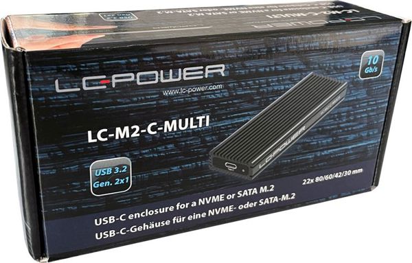 LC-Power LC-M2-C-MULTI Θήκη SSD USB-C 3.2 Gen 2 για NVMe & SATA M.2 SSD, Αλουμινίου