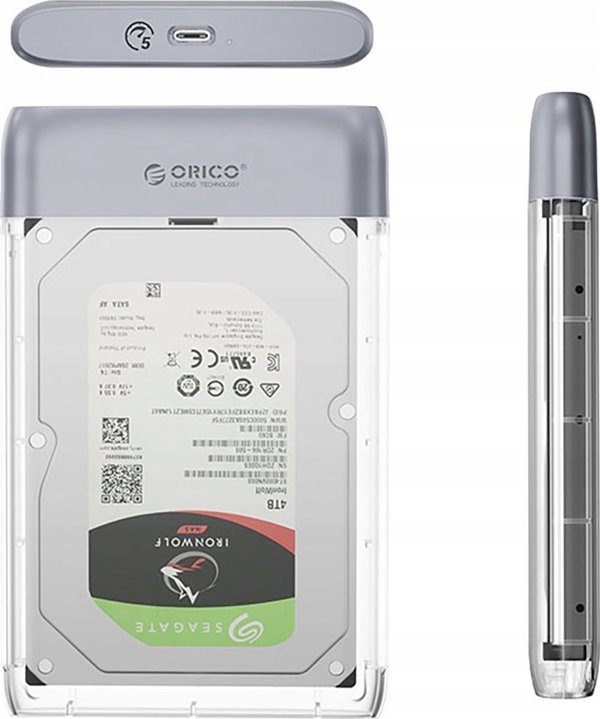 Θήκη δίσκου 2,5" HDD/SSD USB-C 5Gbps - Διαφανής