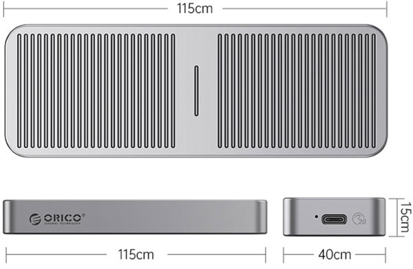 Orico Θήκη SSD M.2 NVMe, USB 3.2 Gen 2x2, Ταχύτητα 20Gbps, Υποστήριξη έως 4TB, Με Καλώδιο 2-σε-1 (USB-C/USB-A)