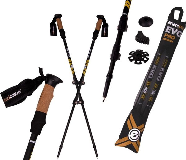 Μπαστούνια Nordic Walking Enero Pro EVO με Θήκη, Μαύρο Ματ