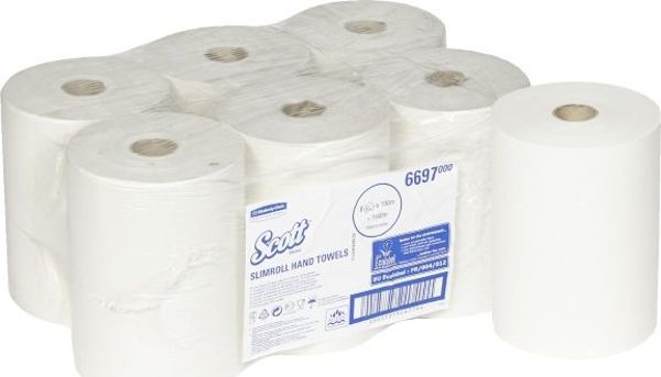 Kimberly-Clark Scott Slimroll Χαρτοπετσέτες Χεριών, Ρολό 190m, Λευκό