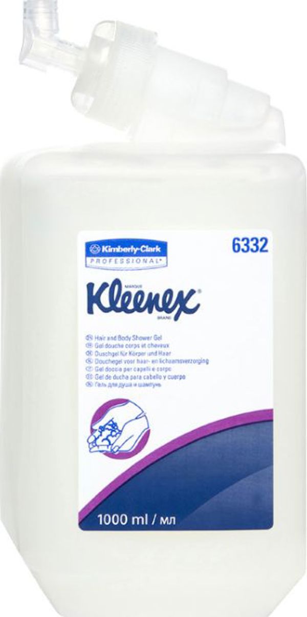 Kleenex Kimberly-Clark Gel Μαλλιών & Σώματος, Πολυτελές Αφρόλουτρο & Σαμπουάν, 1L