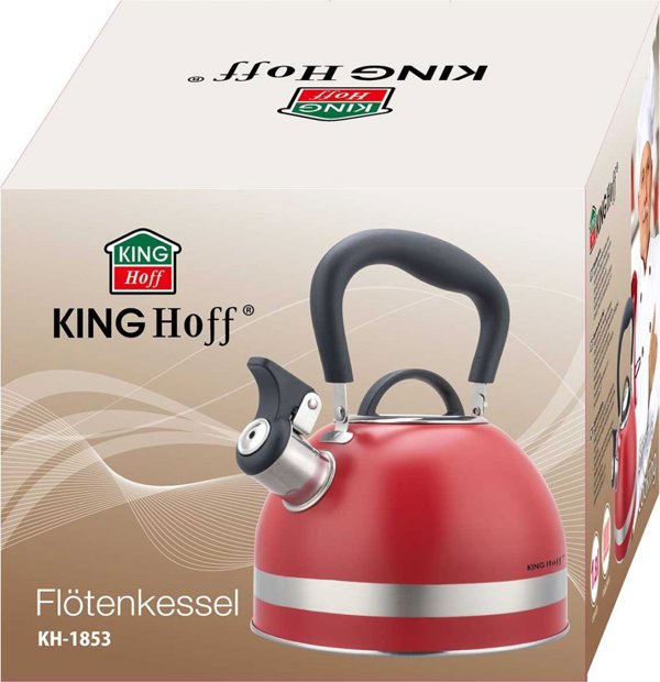 KingHoff Βραστήρας Με Σφυρίχτρα 1.8L KH-1853, Κόκκινος