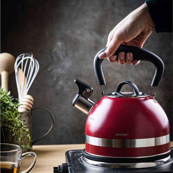 KingHoff Βραστήρας Με Σφυρίχτρα 1.8L KH-1853, Κόκκινος