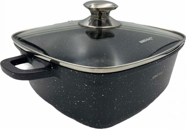 KingHoff Τετράγωνη Γλάστρα KH-1604 με Μαρμάρινη Επίστρωση 5.5L, 26cm