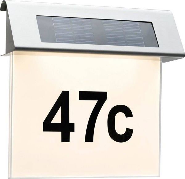 Φωτιστικό Τοίχου Paulmann Solar LED Αριθμού Σπιτιού IP44, Ανοξείδωτο Ατσάλι, 1x0,2W (PL93765)