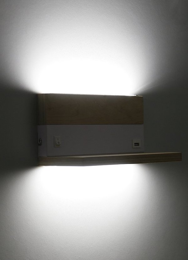 Candellux Anet Ξύλινη Απλίκα Τοίχου με Ράφι, Μαύρο Χρώμα, 4000K