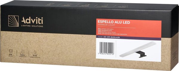 Φωτιστικό Τοίχου Orno ESPELLO LED 6W, Φωτιστικό Καθρέφτη Μπάνιου, 510lm, 4000K, Μήκος 40cm, Μαύρο