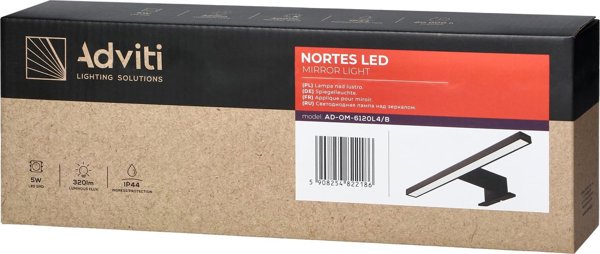 Orno Φωτιστικό Καθρέφτη NORTES LED 5W 320lm 4000K 30cm, Μαύρο AD-OM-6120L4/B