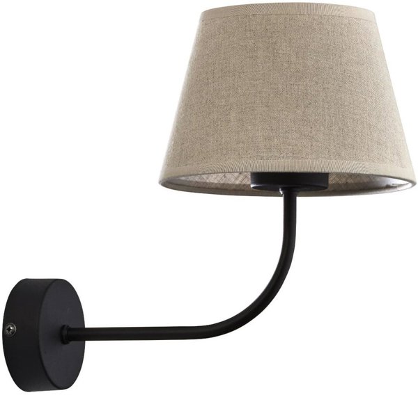 TK Lighting Chicago 4186 Επιτοίχιο Φωτιστικό Υπνοδωματίου, Κλασικό, με Λινό Αμπαζούρ σε Μαύρο Χρώμα