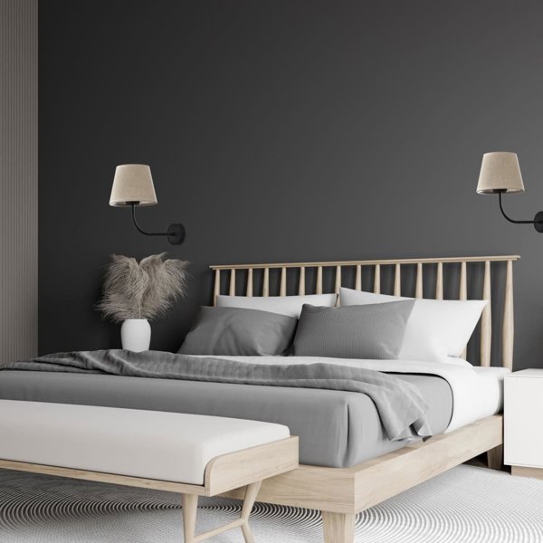 TK Lighting Chicago 4186 Επιτοίχιο Φωτιστικό Υπνοδωματίου, Κλασικό, με Λινό Αμπαζούρ σε Μαύρο Χρώμα
