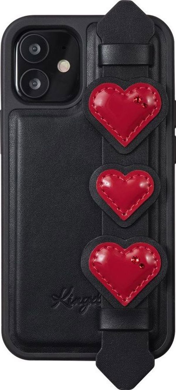 Kingxbar Kingxbar Sweet Series ζελατινώδης θήκη διακοσμημένη με αυθεντικά Κρύσταλλα Swarovski με βάση στήριξης iPhone 12 mini μαύρο καθολικό