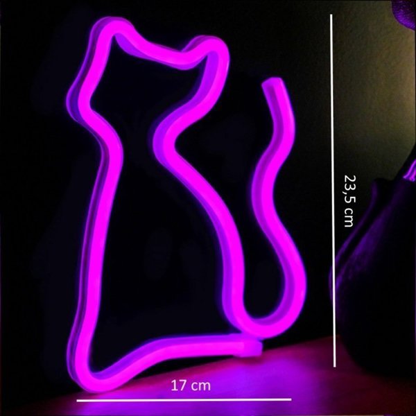 Φωτιστικό Τοίχου Forever Light Neon LED Γάτα Ροζ USB FLNEO4