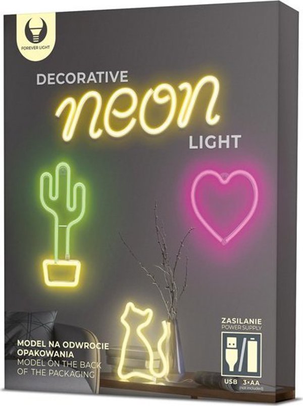 Φωτιστικό Τοίχου Forever Light Neon LED Γάτα Ροζ USB FLNEO4