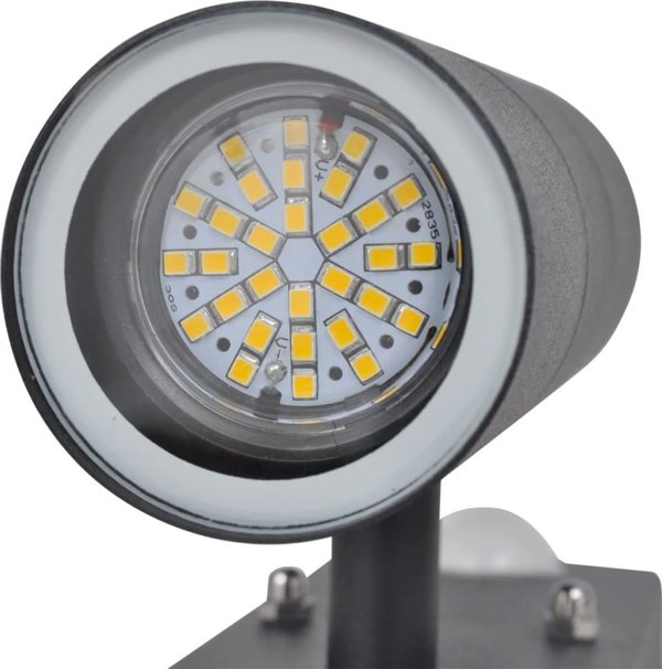 vidaXL Φωτιστικό Τοίχου LED από Ανοξείδωτο Ατσάλι σε Σχήμα Κύλινδρου με Αισθητήρα, Μαύρο