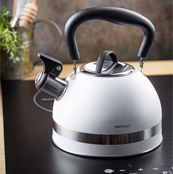 KingHoff Βραστήρας Με Σφυρίχτρα KH-1852 1.8L Λευκός