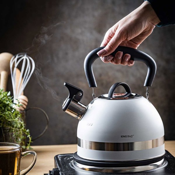 KingHoff Βραστήρας Με Σφυρίχτρα KH-1852 1.8L Λευκός
