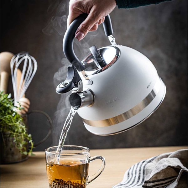 KingHoff Βραστήρας Με Σφυρίχτρα KH-1852 1.8L Λευκός
