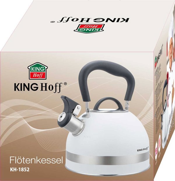 KingHoff Βραστήρας Με Σφυρίχτρα KH-1852 1.8L Λευκός