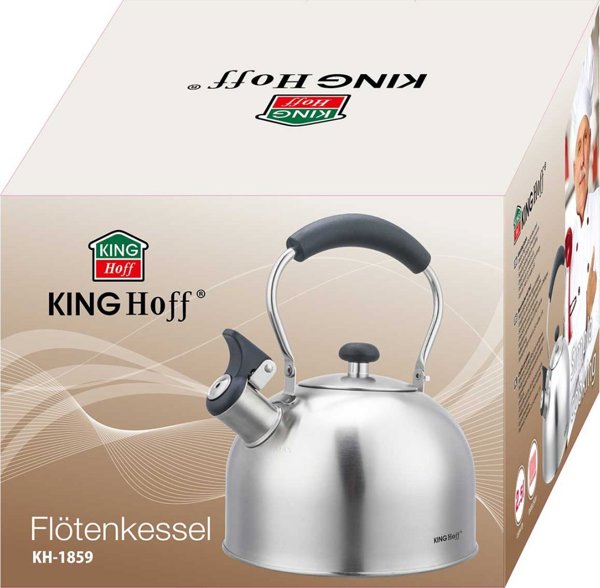 KingHoff Βραστήρας με Σφυρίχτρα 2,5L KH-1859, Ασημί