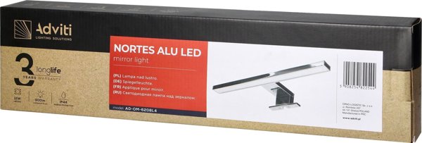 Orno Nortes LED Φωτιστικό Καθρέφτη 12W, 900lm, 4000K, Μήκος 50cm, Αλουμίνιο, AD-OM-6208L4