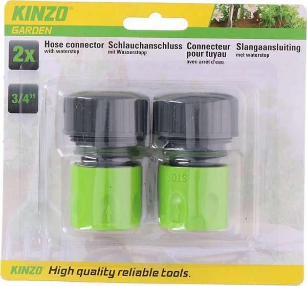 Kinzo Σύνδεσμος Σωλήνα Κήπου 3/4" - 2 Τεμάχια, Ταχυσύνδεσμος Ποτίσματος