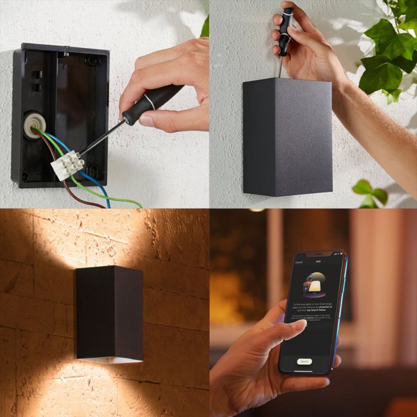 Philips Hue Resonate Φωτιστικό Τοίχου LED Εξωτερικού Χώρου, Smart, Μαύρο, 2x8W