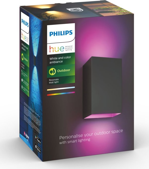 Philips Hue Resonate Φωτιστικό Τοίχου LED Εξωτερικού Χώρου, Smart, Μαύρο, 2x8W