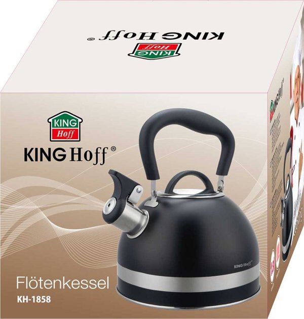 KingHoff Βραστήρας με Σφυρίχτρα KH-1858 1.8L Μαύρος